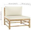 vidaXL 3-tlg. Garten-Lounge-Set mit Cremeweißen Kissen Bambus