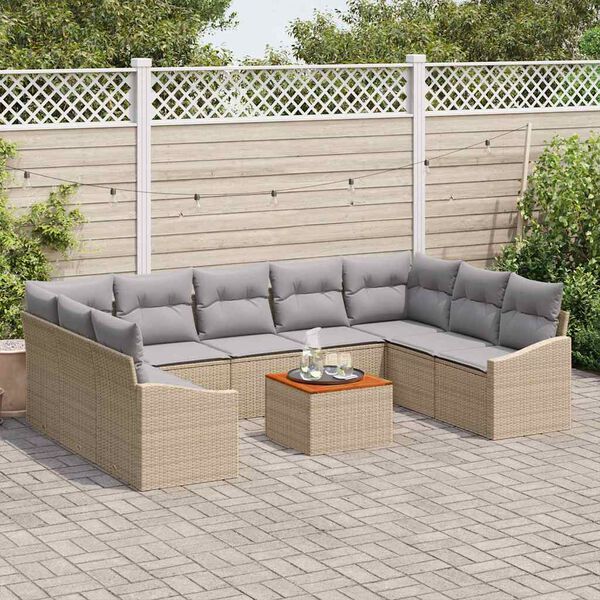vidaXL Gartensofa-set 10 pcs Beige und Hellgrau Poly-Rattan