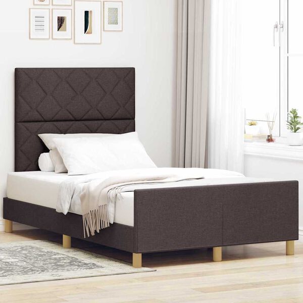 vidaXL Bettgestell mit Kopfteil Dunkelbraun 120 x 190 cm Stoff