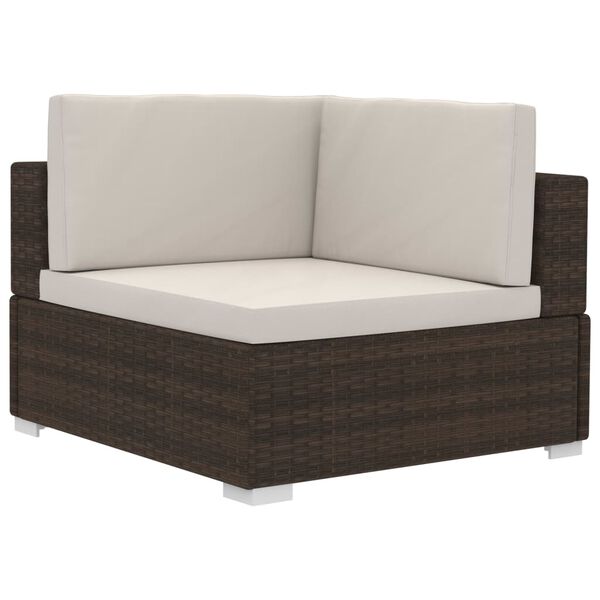 vidaXL Ecksofas 2 Stk. mit Auflagen Poly Rattan Braun