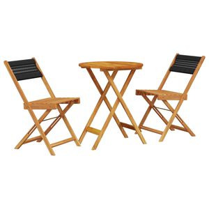 vidaXL 3-tlg. Bistro-Set Schwarz Polypropylen und Massivholz