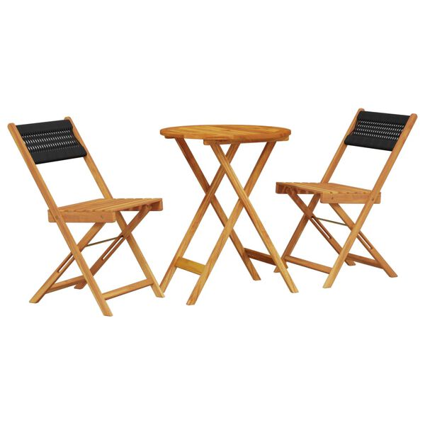 vidaXL 3-tlg. Bistro-Set Schwarz Polypropylen und Massivholz