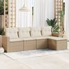 vidaXL 5-tlg. Garten-Sofagarnitur mit Kissen Beige Poly Rattan