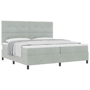 vidaXL Boxspringbett mit Kopfteil Hellgrau 200 x 200 cm Samt