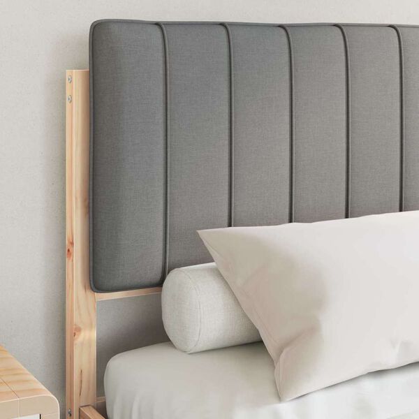 vidaXL Bettgestell mit gepolstertem Kopfteil Hellgrau 135 x 190 cm