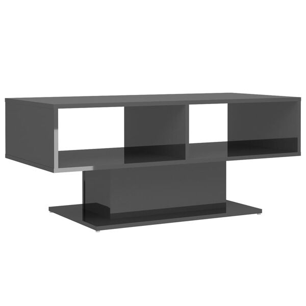 vidaXL Couchtisch Hochglanz-Grau 103,5x50x44,5 cm Holzwerkstoff