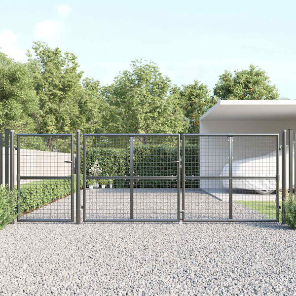 vidaXL Maschen-Gartentor Anthrazit 400x125 cm Verzinkter Stahl