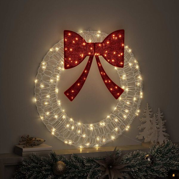 vidaXL Kranz mit 60 LEDs Warmwei&szlig; 76 x 8,5 x 76 cm Acryl