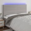 vidaXL LED Kopfteil Hellgrau 160x5x118/128 cm Stoff