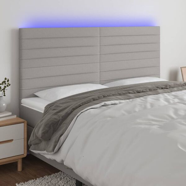 vidaXL LED Kopfteil Hellgrau 160x5x118/128 cm Stoff