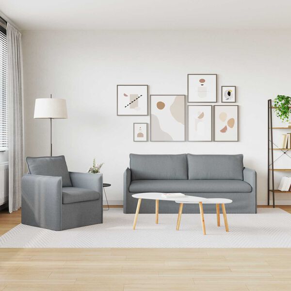 vidaXL Sofa Set 2 pcs Hellgrau 196 x 82 x 85 cm Stoff