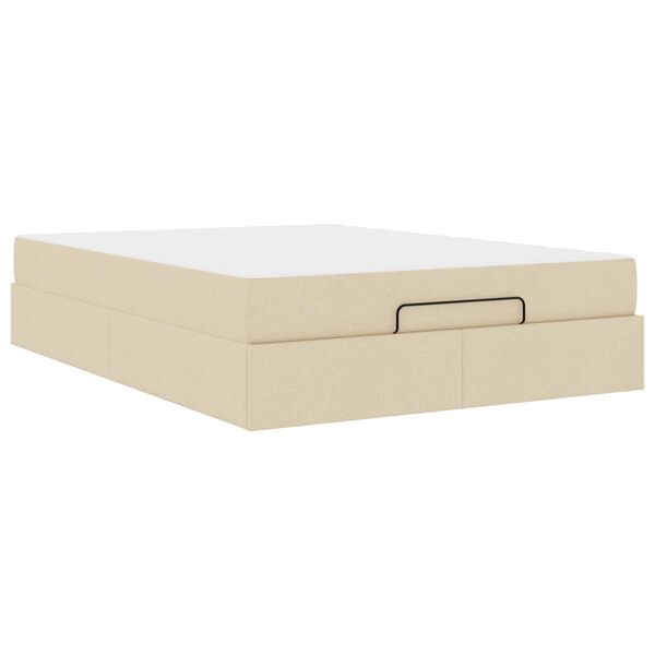 vidaXL Bettgestell mit Matratze mit Matratze 2 pcs Creme Stoff