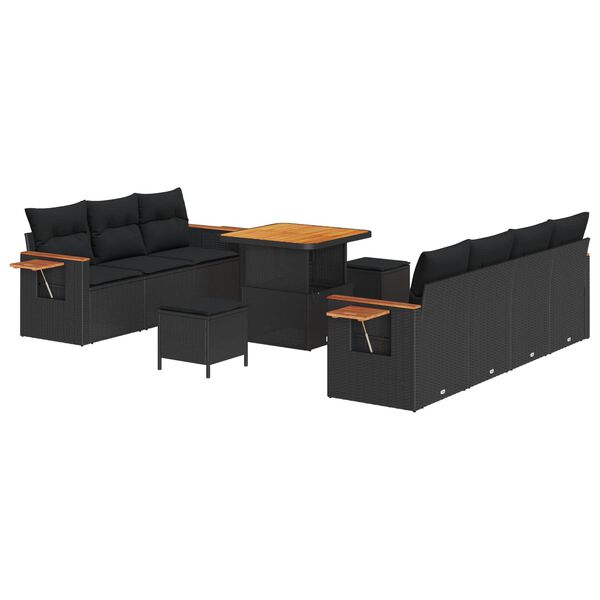vidaXL Gartensofa-set mit Kissen 10 pcs Schwarz