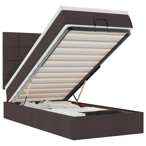 vidaXL Ottomane Bett mit Matratze & LEDs Dunkelbraun 90x200 cm Stoff