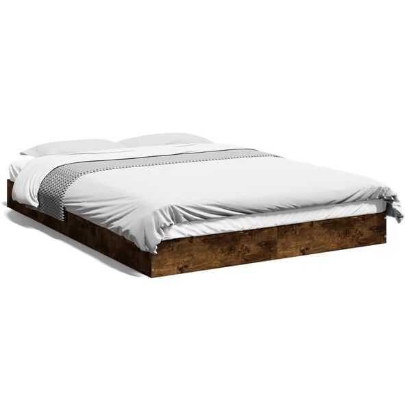 vidaXL Bettgestell ohne Matratze R&auml;uchereiche 140x190 cm Holzwerkstoff