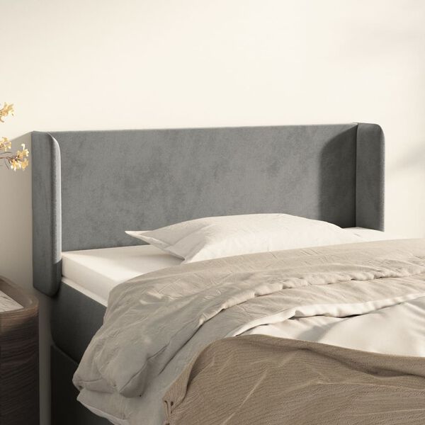 vidaXL Kopfteil mit Ohren Hellgrau 83x16x78/88 cm Samt
