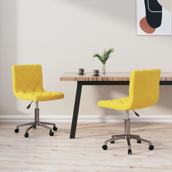 vidaXL Esszimmerst&uuml;hle 2 Stk. Drehbar Senfgelb Samt