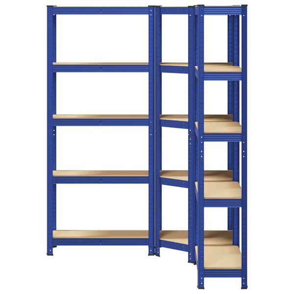 vidaXL Regal-Set 5 B&ouml;den 3-tlg. Blau Stahl & Holzwerkstoff