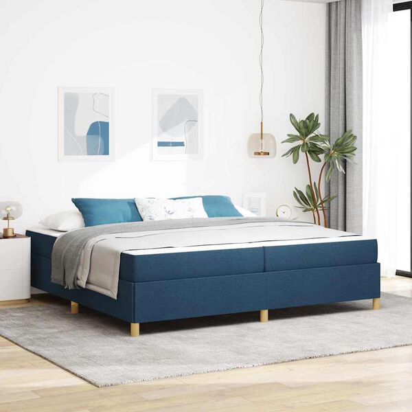 vidaXL Bettrahmen mit Matratze Blau 200 x 200 cm Stoff