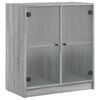 vidaXL Beistellschrank mit Glast&uuml;ren Grau Sonoma 68x37x75,5 cm