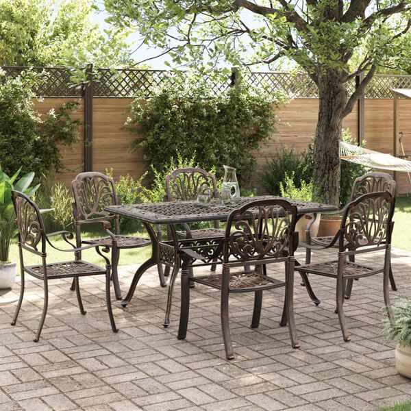 vidaXL 7-tlg. Garten-Essgruppe Bronzen Aluminiumguss