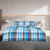 vidaXL Bettw&auml;sche-Set Blau und Grau 260x220 cm Baumwolle
