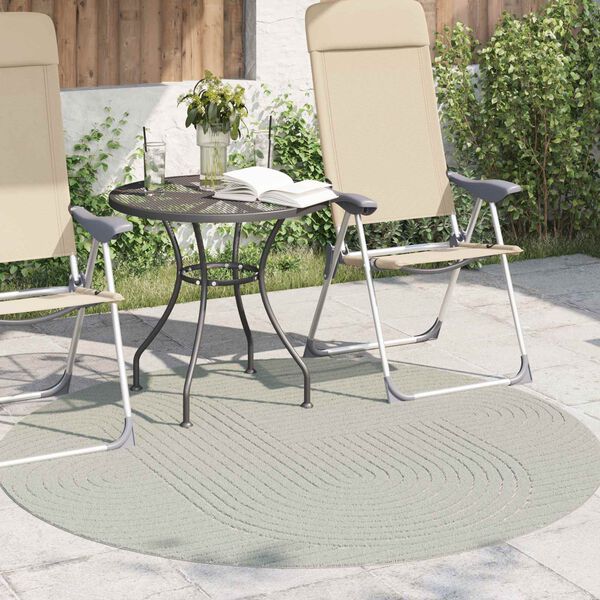 vidaXL Bereichsteppiche Rund PALMERAS Gr&uuml;n &Oslash; 120 CM Polyester