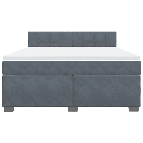 vidaXL Boxspringbett mit Matratze Dunkelgrau 180x200 cm Samt