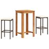 vidaXL 3-tlg. Gartenbar-Set Braun Massivholz Akazie und Poly Rattan
