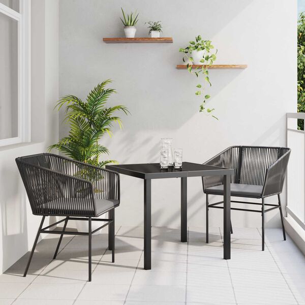 vidaXL Garten Essgruppe 3 pcs Schwarz Pulverbeschichteter Stahl