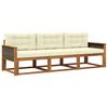 vidaXL Outdoor-Sofagarnitur mit Kissen 3 pcs Natur und Creme