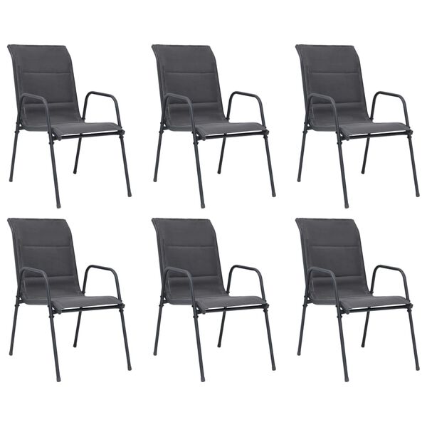 vidaXL Stapelbare Gartenst&uuml;hle 6 Stk. Stahl und Textiline Anthrazit