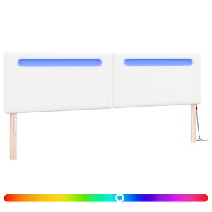 vidaXL LED Kopfteil Wei&szlig; 200 cm Kunstleder