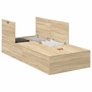vidaXL Aufbewahrungsbettgestell Sonoma-Eiche 90 x 200 cm Holzwerkstoff