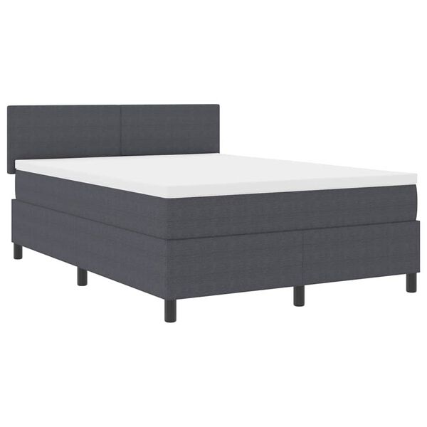 vidaXL LED Boxspringbett Dunkelgrau und Wei&szlig; 160 x 200 cm Cordstoff