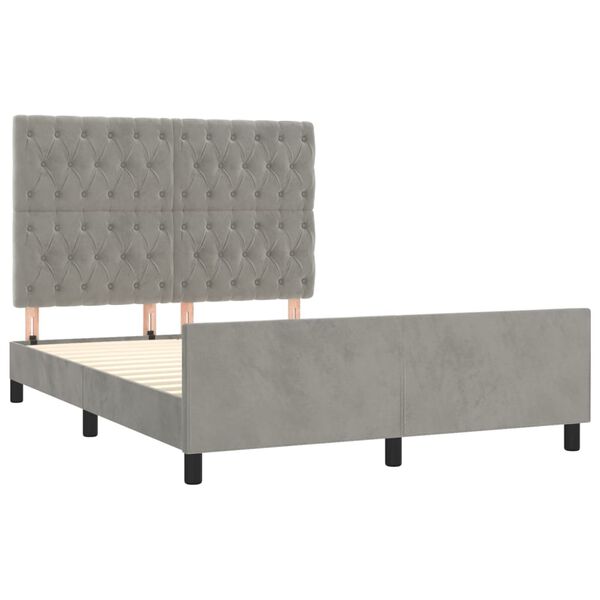 vidaXL Bettgestell ohne Matratze Hellgrau 140x190 cm Samt