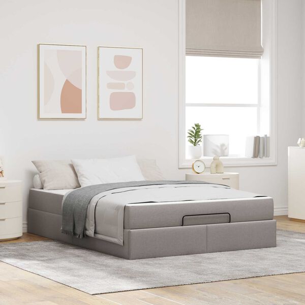 vidaXL Bettgestell mit Matratze mit Matratze 2 pcs Taupe Stoff