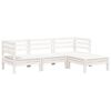 vidaXL Gartensofa 3-Sitzer mit Hocker Wei&szlig; Massivholz Kiefer