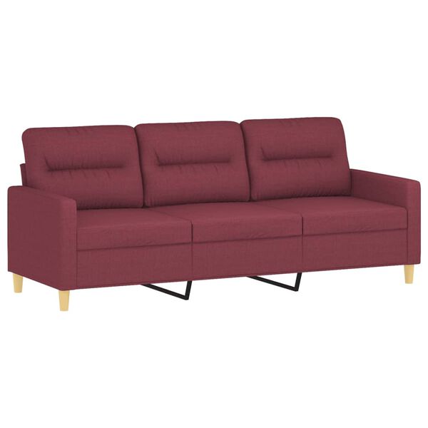 vidaXL 3-tlg. Sofagarnitur mit Kissen Weinrot Stoff