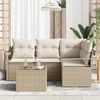 vidaXL Garten-Sofa-Set mit Kissen mit Speicher 5 pcs Beige und Creme