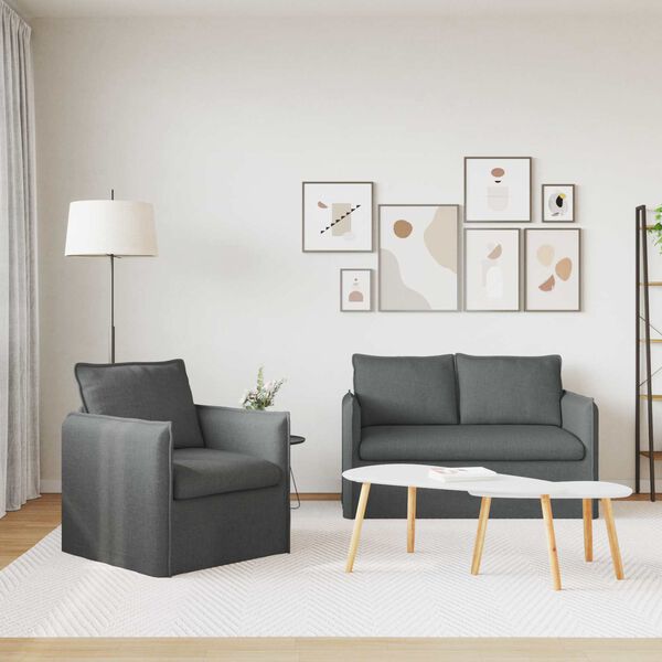 vidaXL Sofa 2 pcs Dunkelgrau