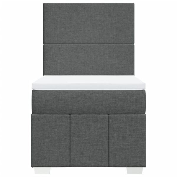 vidaXL Boxspringbett mit Matratze Dunkelgrau 90x190 cm Stoff