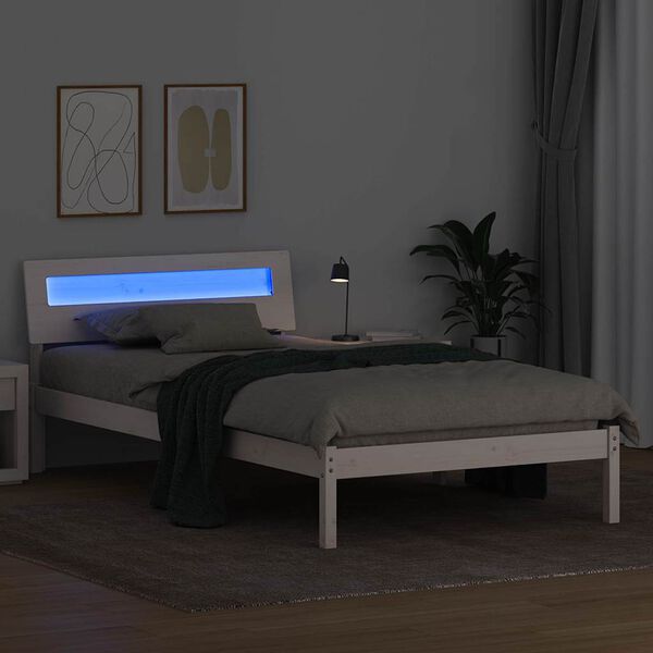 vidaXL Bettrahmen mit Kopfteil Wei&szlig; 90 x 190 cm Massives Kiefernholz
