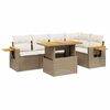 vidaXL 6-tlg. Garten-Sofagarnitur mit Kissen Beige Poly Rattan