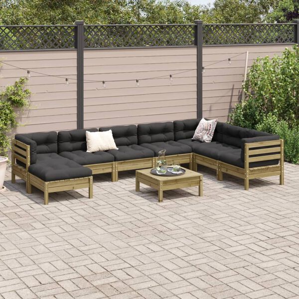 vidaXL 9-tlg. Garten-Sofagarnitur mit Kissen Kiefernholz Impr&auml;gniert