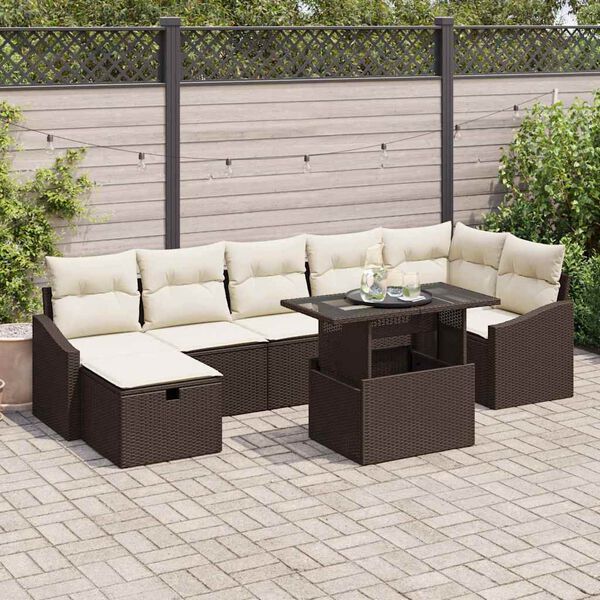 vidaXL Garten-Sofa-Set 8 pcs Braun Poly-Rattan