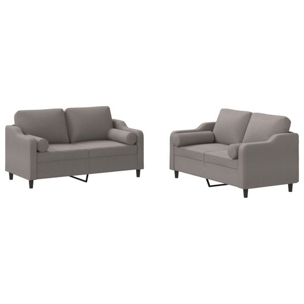 vidaXL 2-tlg. Sofagarnitur mit Kissen Taupe Stoff