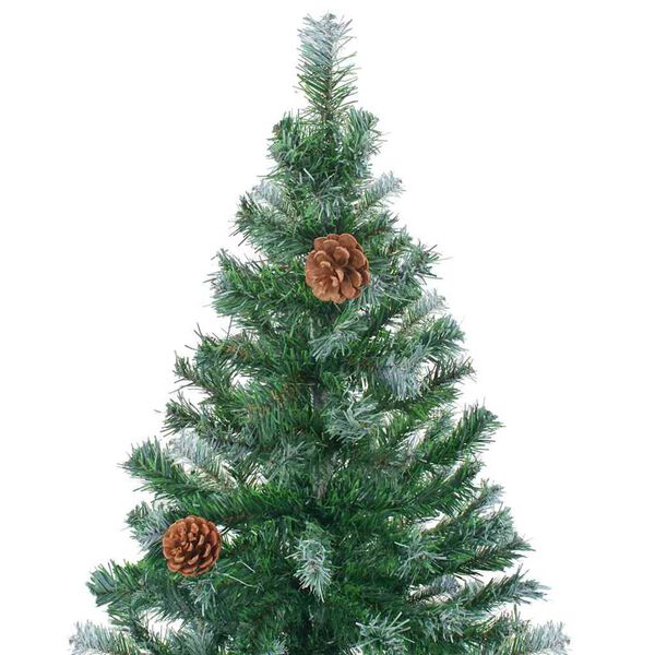 vidaXL K&uuml;nstlicher Weihnachtsbaum mit Beleuchtung Kugeln Zapfen 210 cm