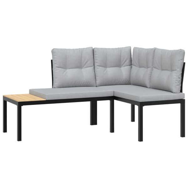 vidaXL 5-tlg. Garten-Sofagarnitur mit Kissen Schwarz Stahl