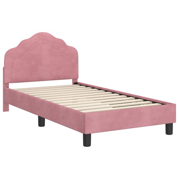 vidaXL Kinderbettgestell mit Kopfteil Rosa 80 x 160 cm Samt